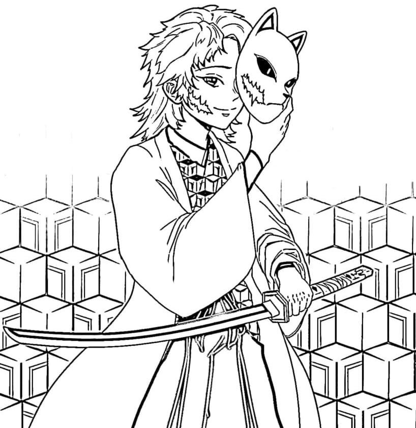 sabito from demon slayer coloring page free printable coloring pages for kids