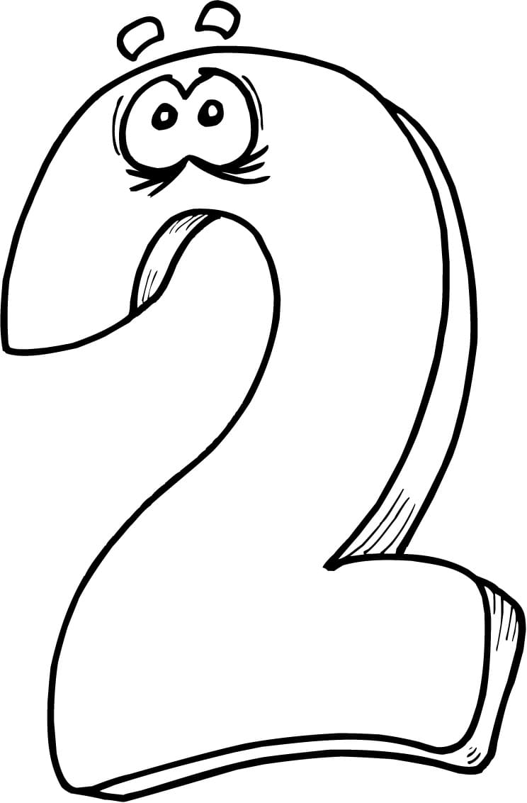 Sad Number 2 Coloring Page - Free Printable Coloring Pages for Kids