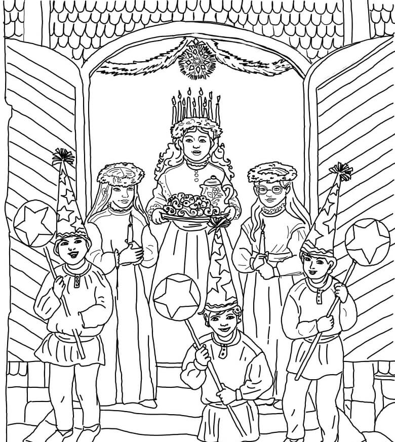 Saint Lucia Day Celebration Coloring Page - Free Printable Coloring