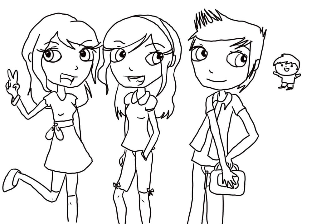 Sam, Carly, and Freddie Coloring Page - Free Printable Coloring Pages