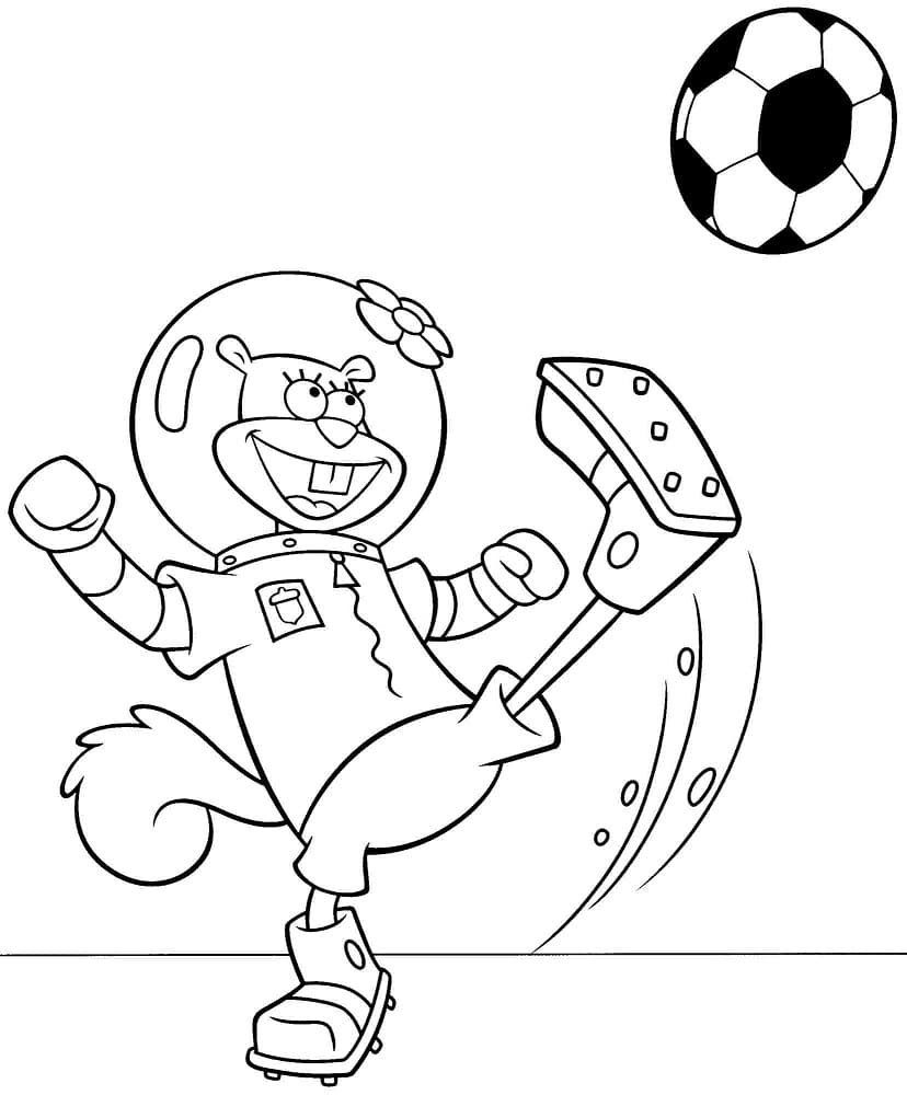 Sandy Cheeks Playing Soccer