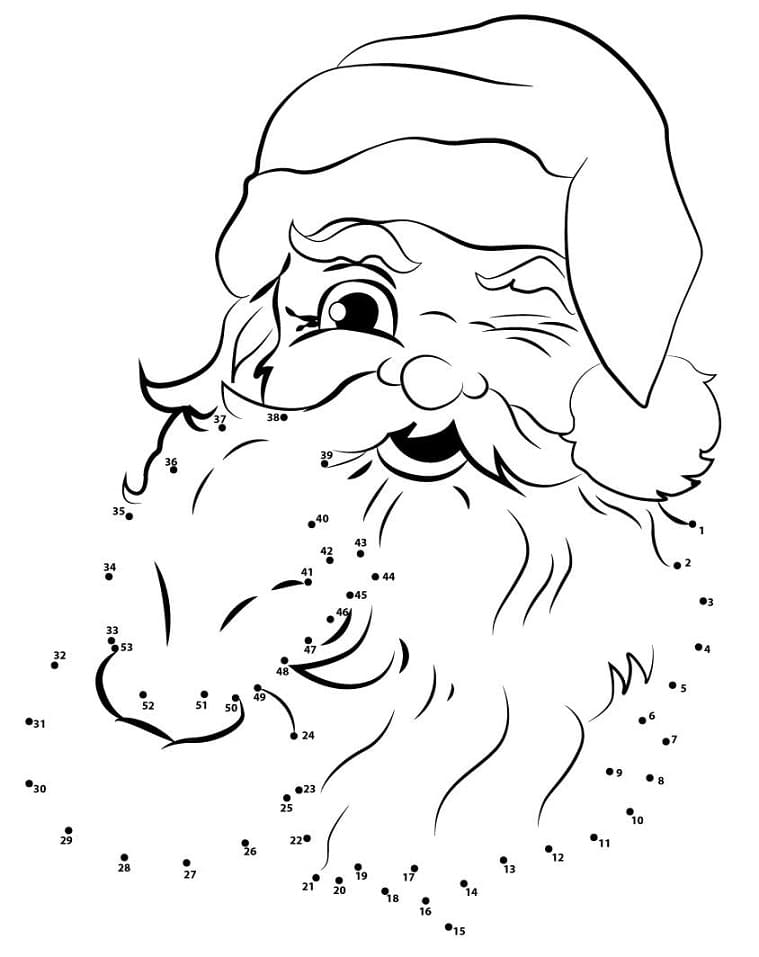 Santa Claus Face Dot to Dots