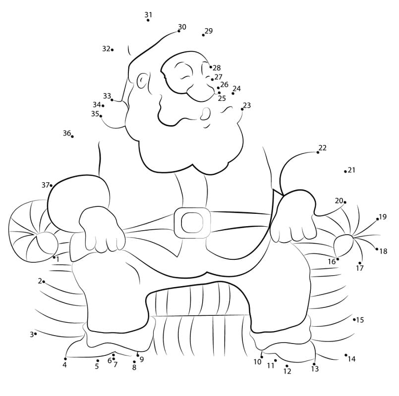 Santa Claus on Couch Dot to Dots