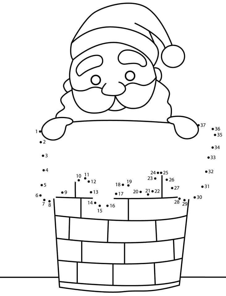 Santa In Chimney Connect The Dots
