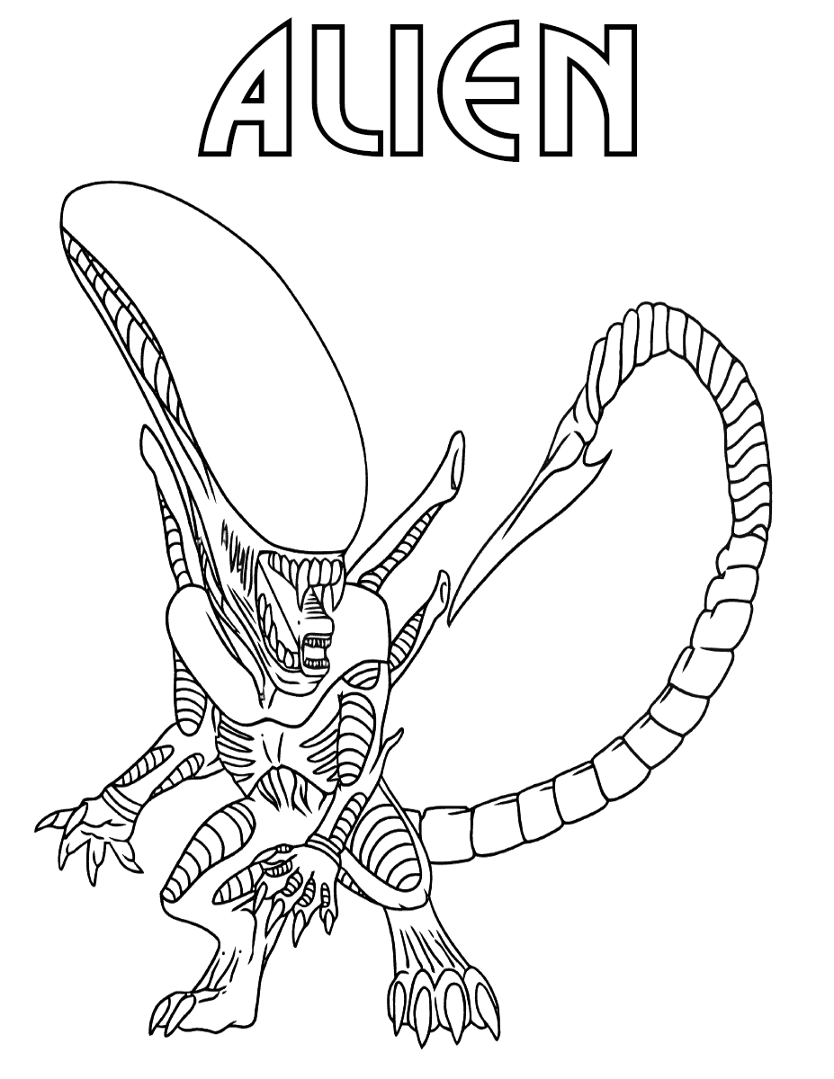 Scary Alien Coloring Page - Free Printable Coloring Pages for Kids