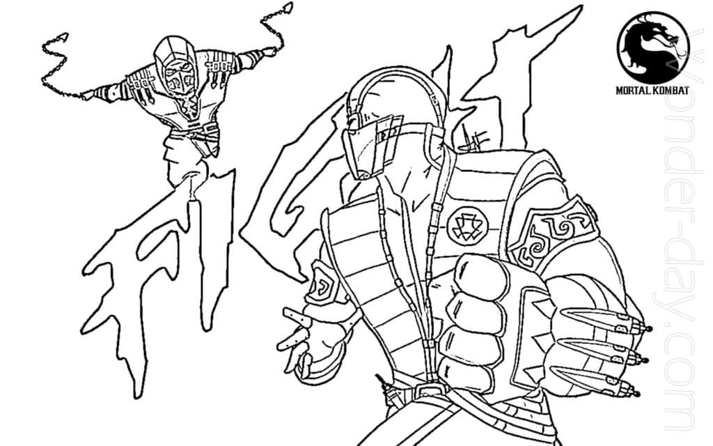 Scorpion And Sub Zero Coloring Page Free Printable Coloring Pages For Kids