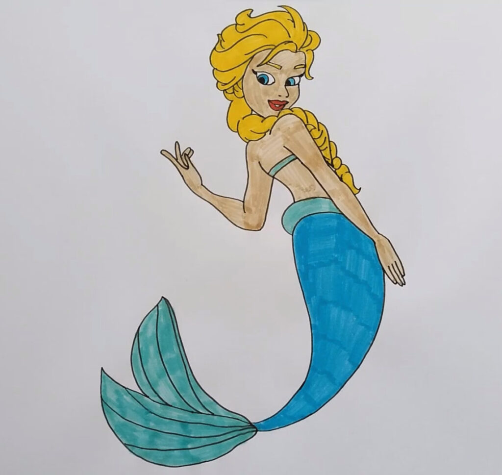 elsa mermaid coloring pages