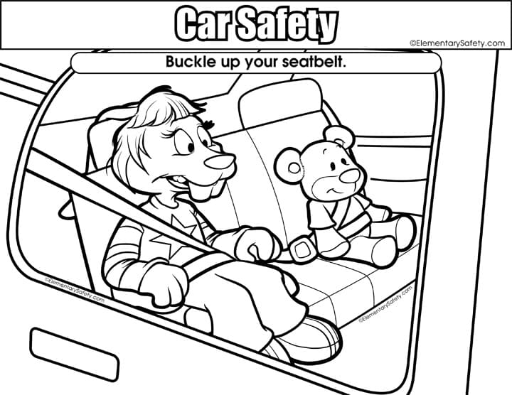 seatbelt safety coloring pages