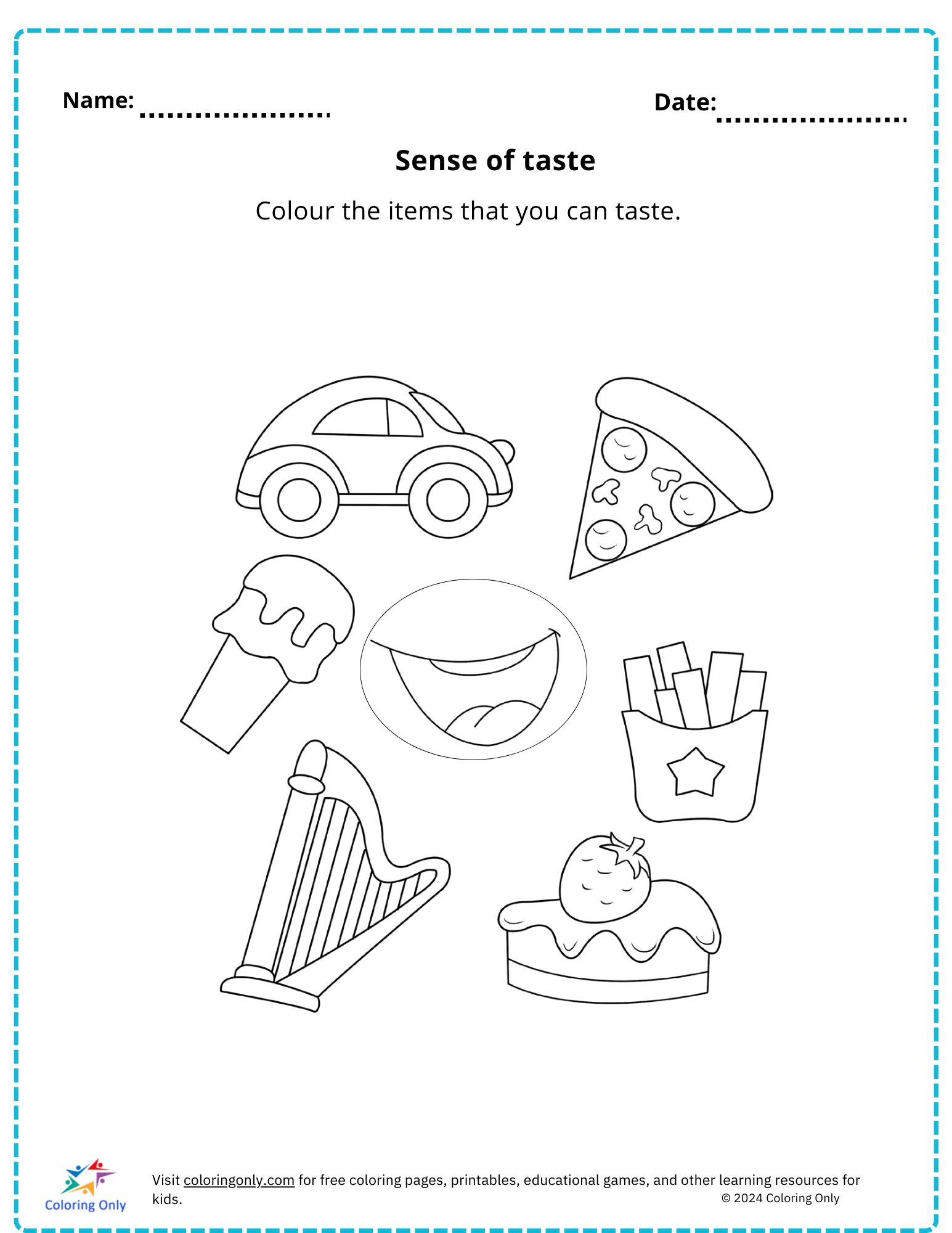 Sense of taste free Printable Worksheet