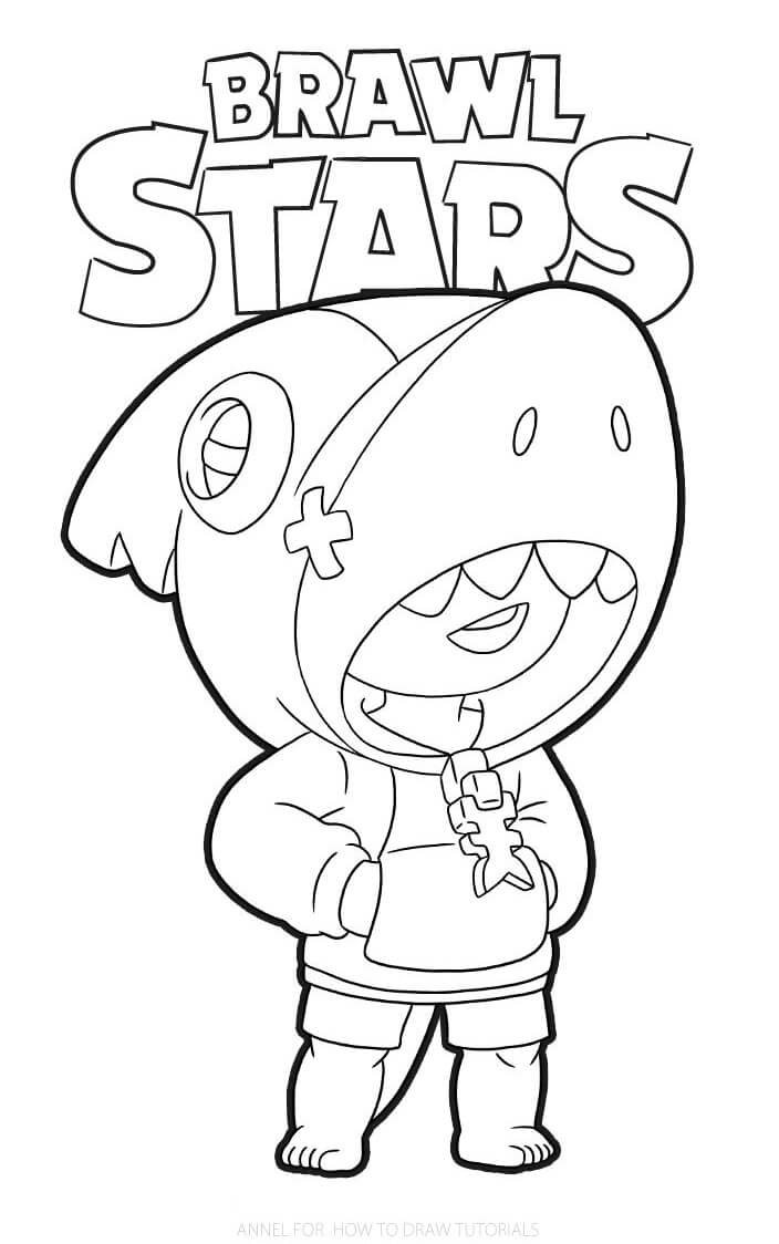 Shark Leon Brawl Stars Coloring Page Free Printable Coloring Pages 