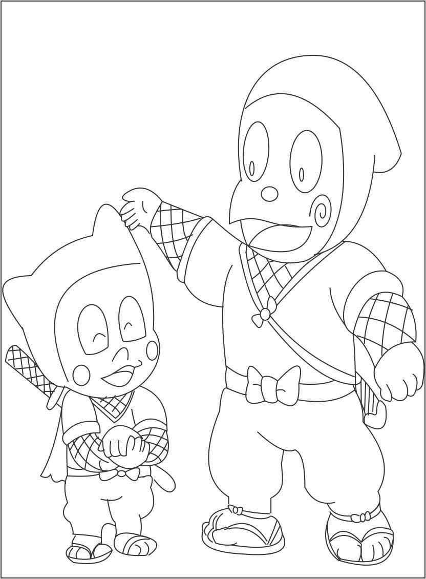 Shinzo and Kanzo Hattori Coloring Page - Free Printable Coloring Pages for  Kids