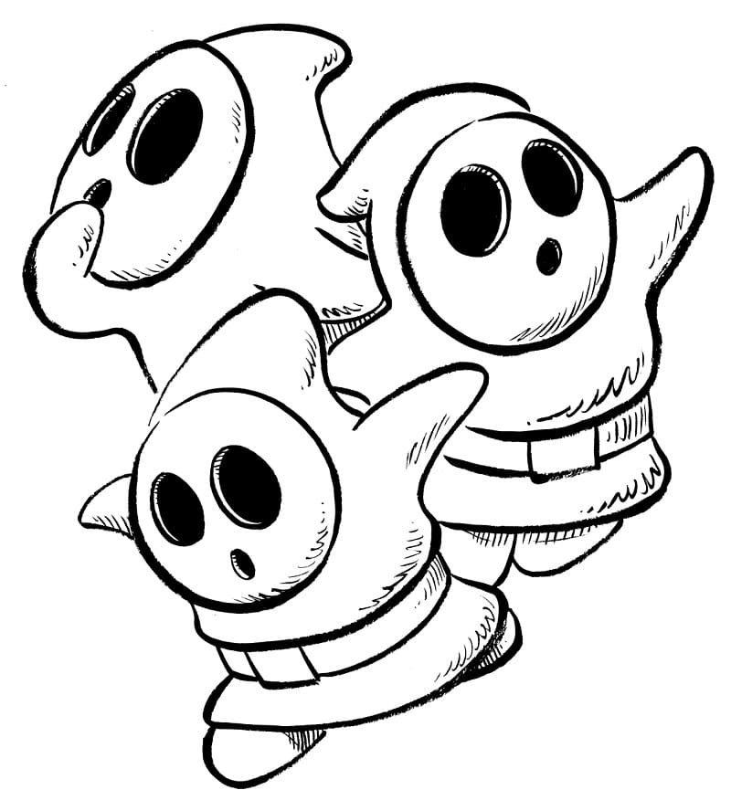 Shy Guys Mario Coloring Page - Free Printable Coloring Pages for Kids