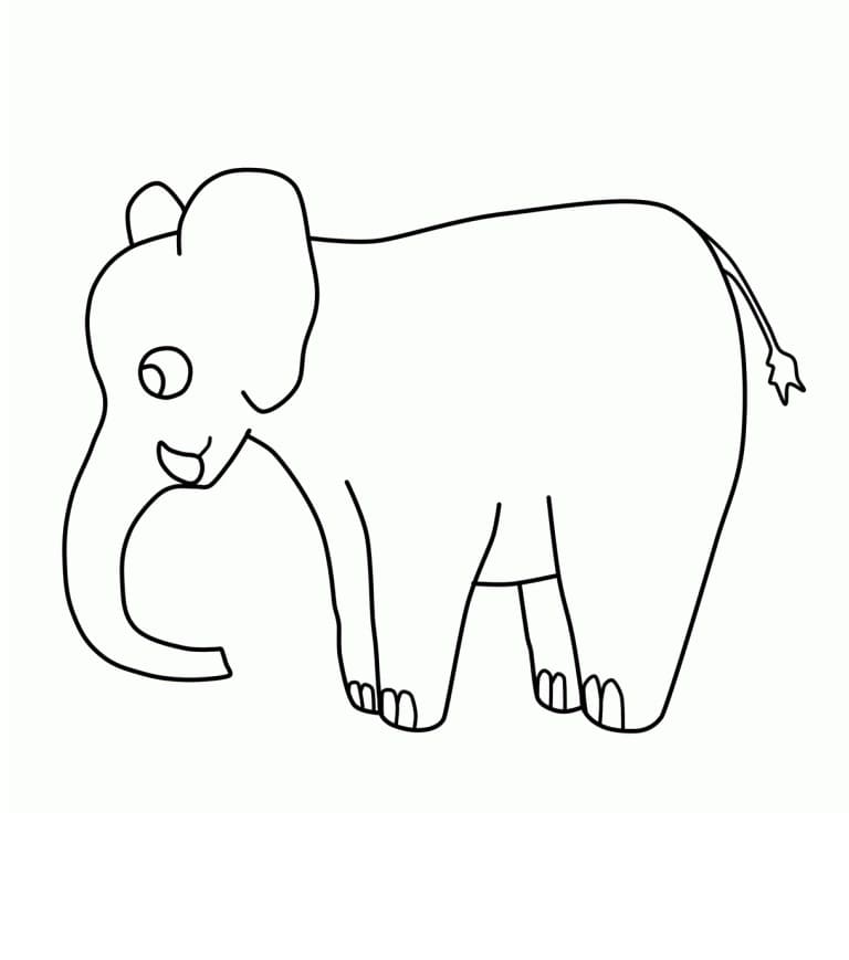 Simple Elephant Coloring Page - Free Printable Coloring Pages for Kids