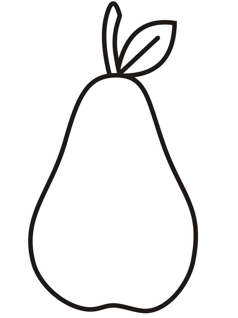 Simple Pear Fruit Coloring Page - Free Printable Coloring Pages for Kids