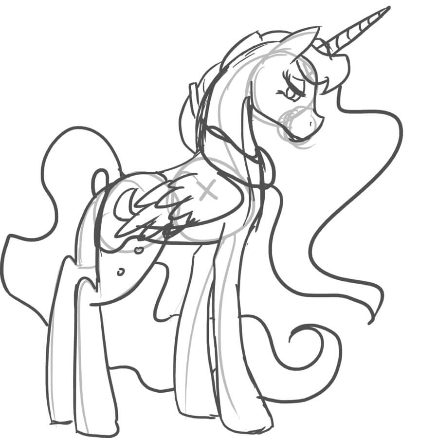 Раскраски my little Pony принцесса Луна