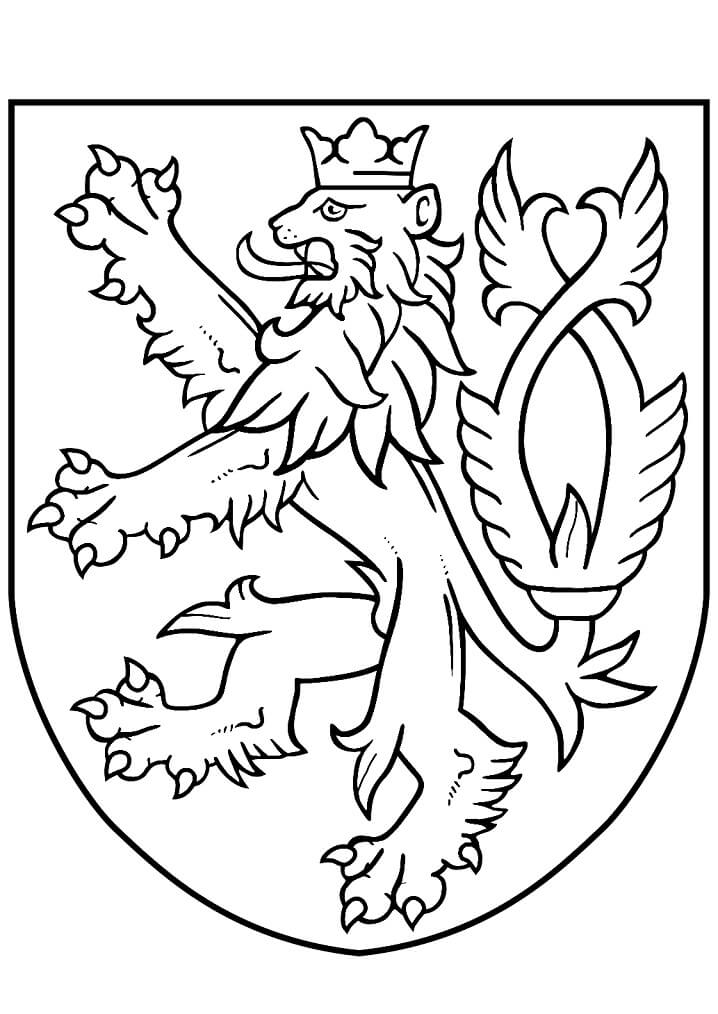 Small Coat of Arms of the Czech Republic Coloring Page - Free Printable