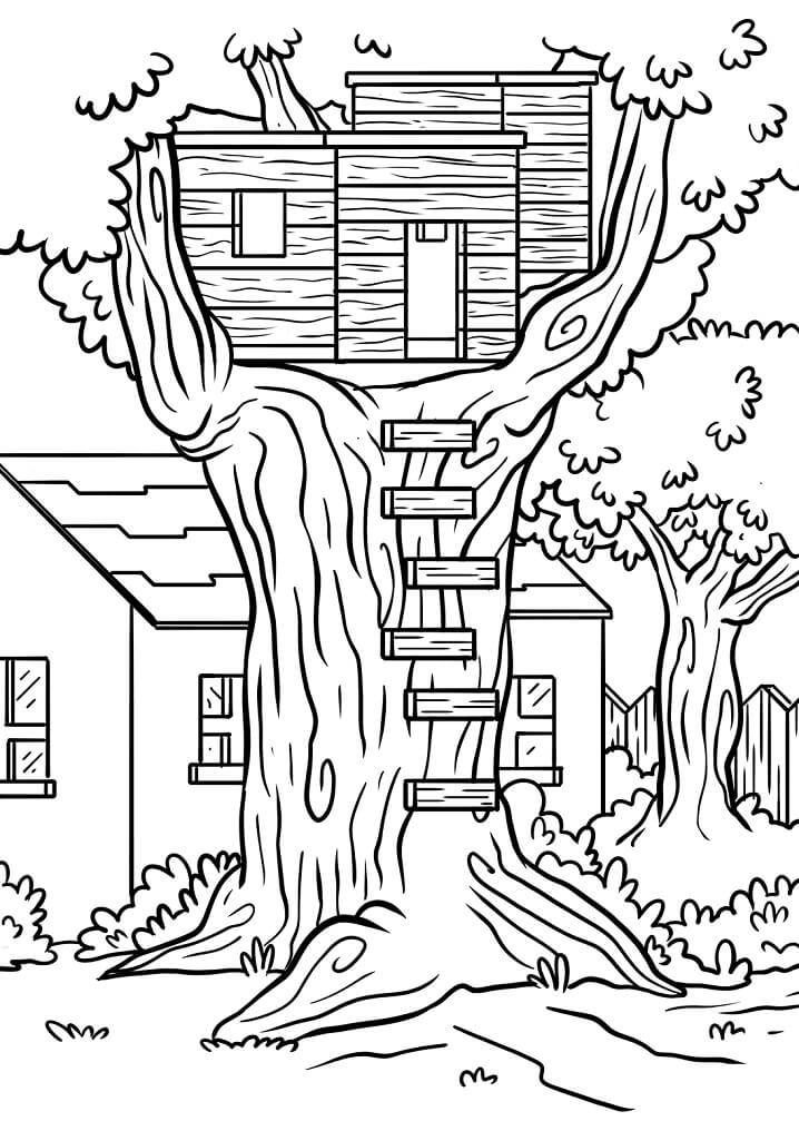 Small Treehouse Coloring Page - Free Printable Coloring Pages for Kids