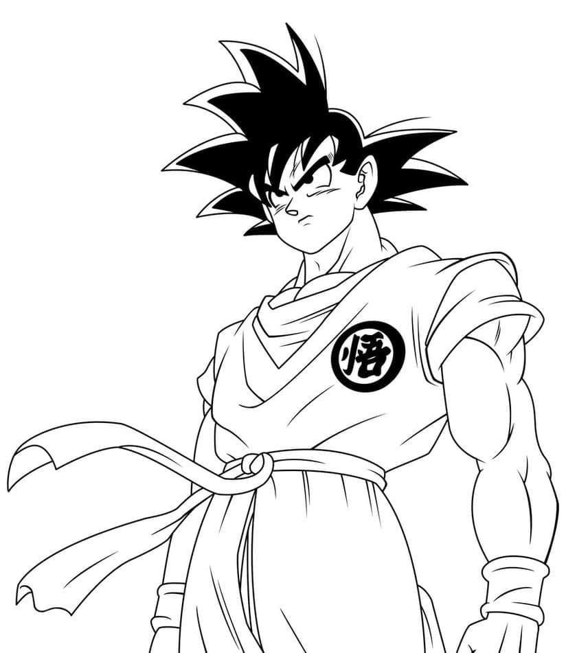 Son Goku is Serious Coloring Page   Free Printable Coloring Pages ...