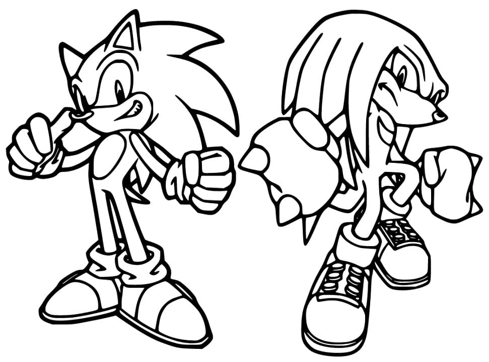 Knuckles And Sonic Coloring Pages
