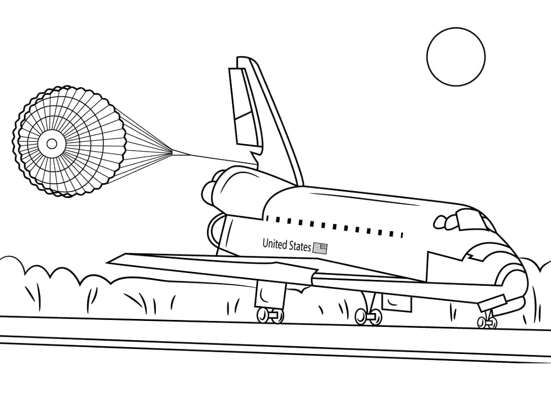 Space Shuttle Endeavour Landing Coloring Page - Free Printable Coloring