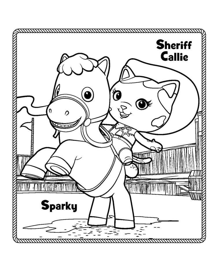 Sparky and Sheriff Callie Coloring Page - Free Printable Coloring Pages
