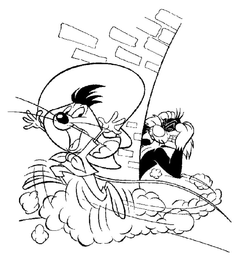 Speedy Gonzales Running Coloring Page - ColoringAll