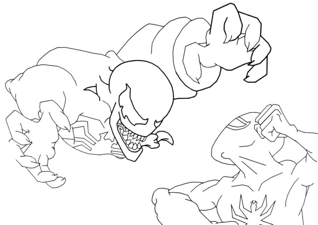 Spiderman Fighting with Venom Coloring Page - Free Printable Coloring Pages  for Kids