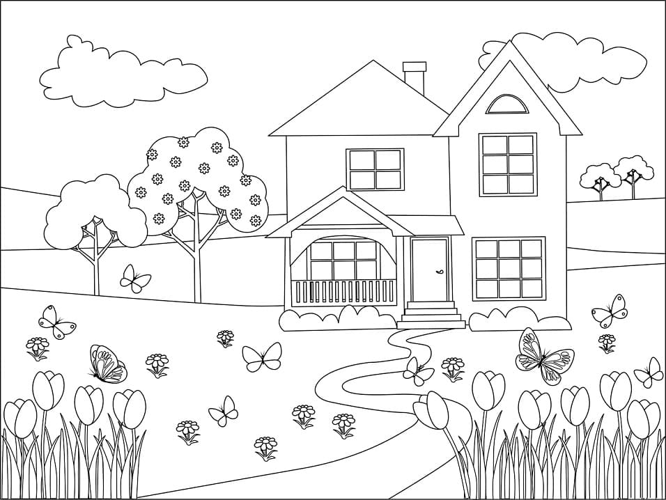 Spring Scene Coloring Pages Home Interior Design