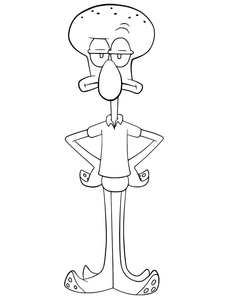 Squidward Funny Coloring Page - Free Printable Coloring Pages for Kids