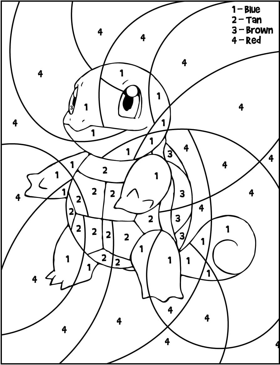 Squirtle Pokemon Color By Number Coloring Page   Free Printable ...