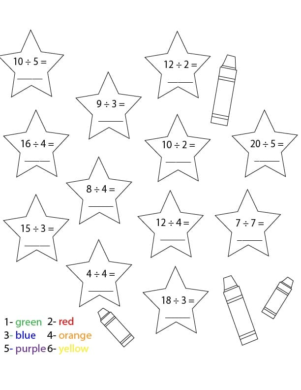 Stars Division Color by Number