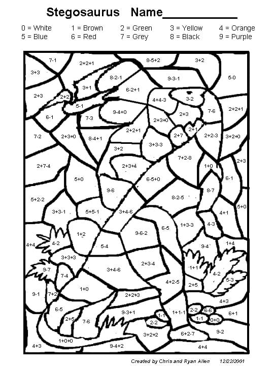stegosaurus math worksheet coloring page free printable coloring pages for kids