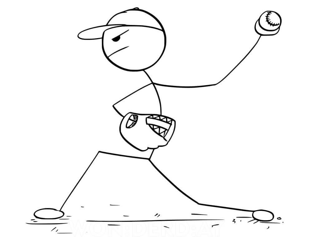 Stickman Playing Baseball Coloring Page - Free Printable Coloring Pages