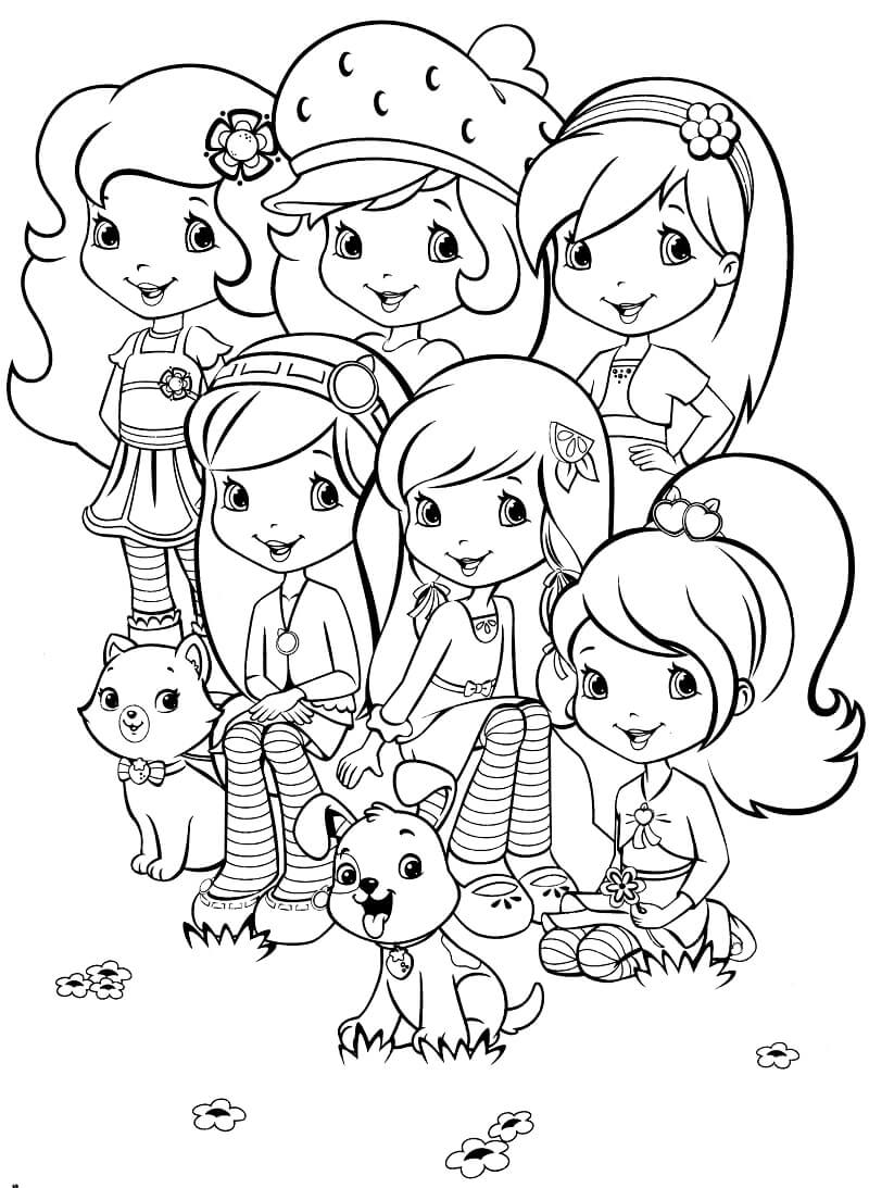 Strawberry Shortcake and Friends Coloring Page   Free Printable ...