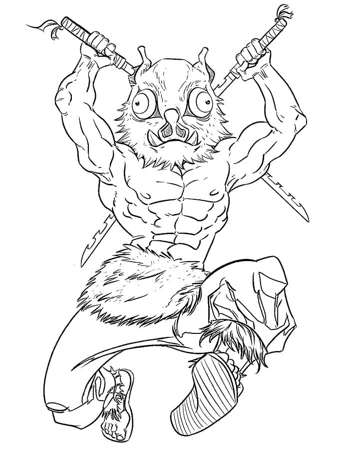 Inosuke Demon Slayer Coloring Page