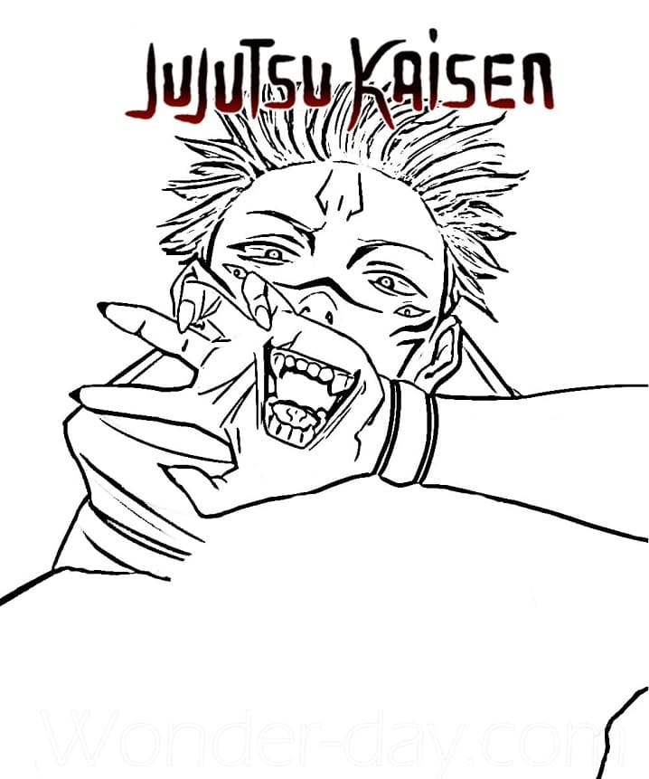 Sukuna Smiling Coloring Page   Free Printable Coloring Pages for Kids