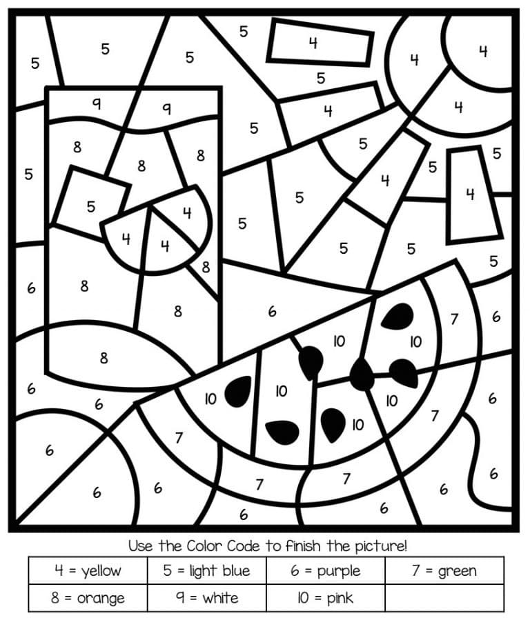 summer for kindergarten color by number coloring page free printable coloring pages for kids