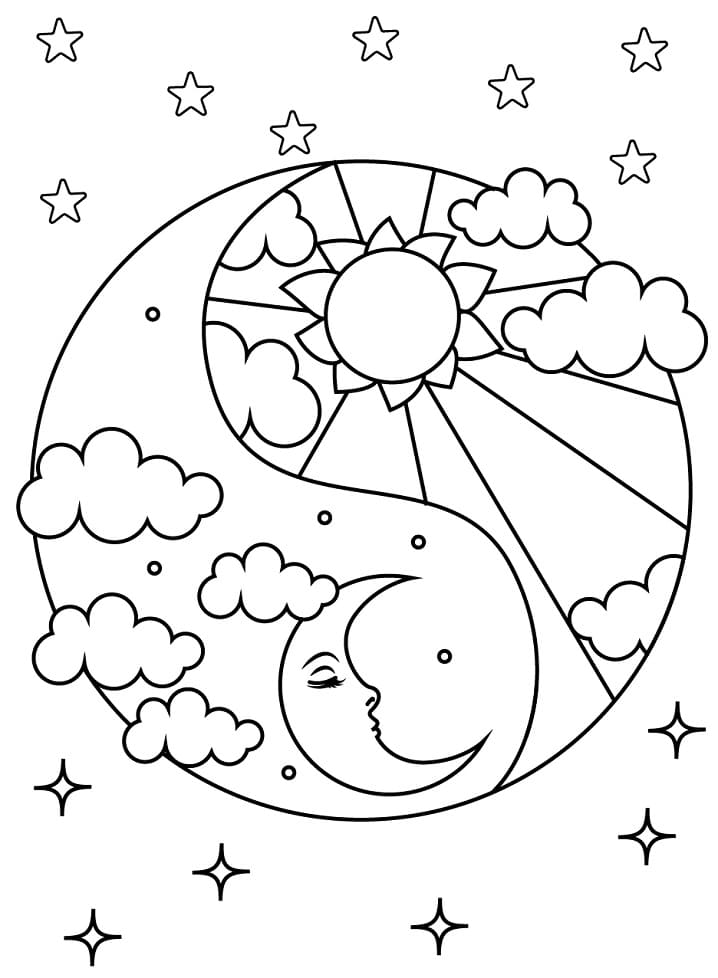 Free Sun And Moon Printable Coloring Page Free Printable Coloring