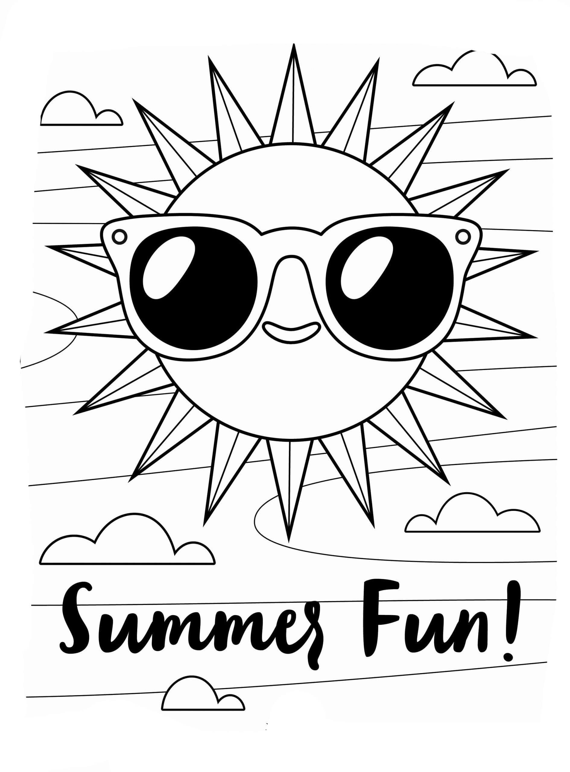 sun and summer coloring page free printable coloring pages for kids