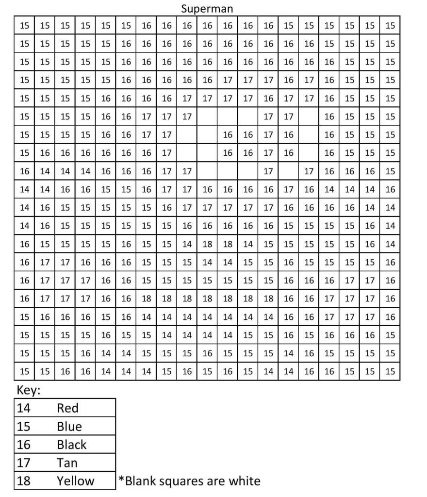 Superman Pixel Art Colorir por Número