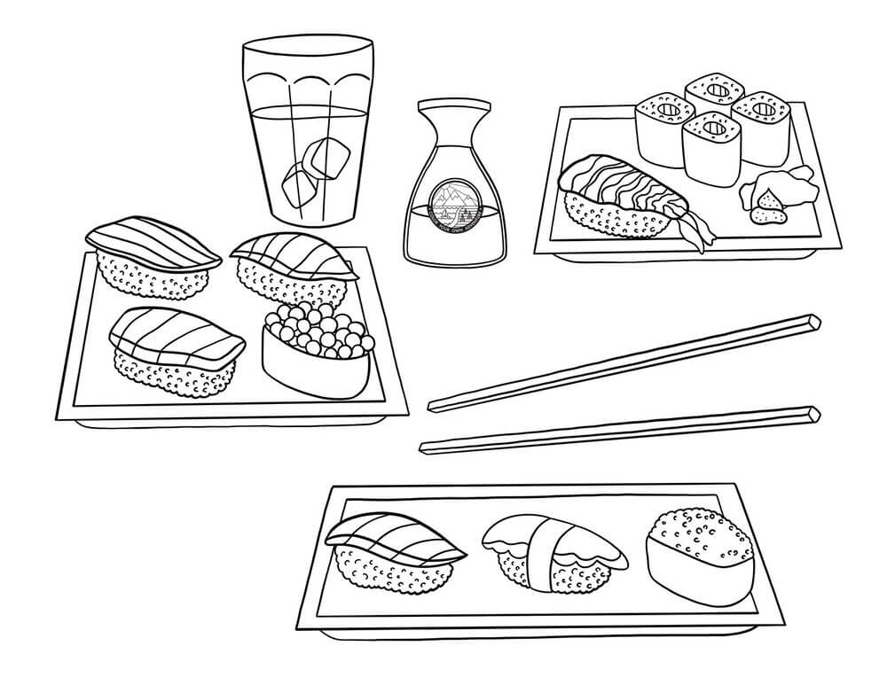 Sushi 2 Coloring Page - Free Printable Coloring Pages for Kids