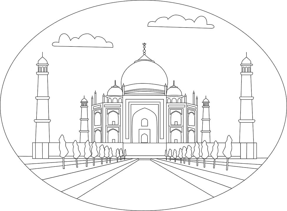 Taj Mahal 2 Coloring Page - Free Printable Coloring Pages for Kids