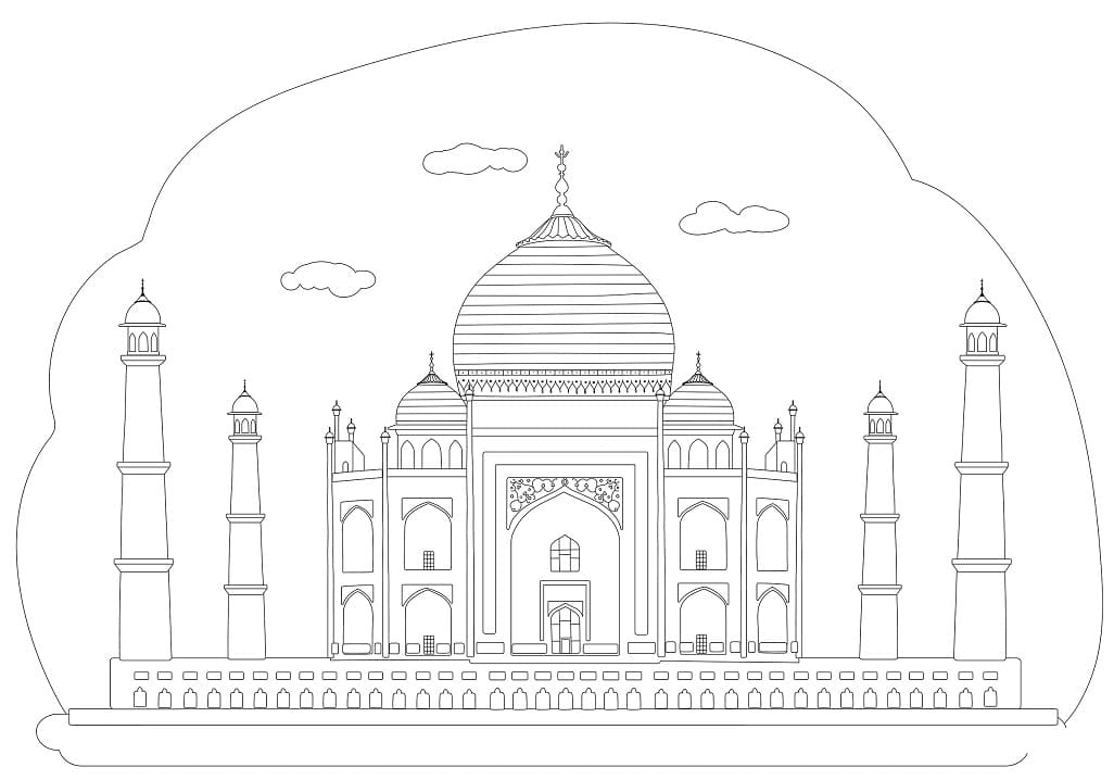 Taj Mahal 3 Coloring Page - Free Printable Coloring Pages for Kids