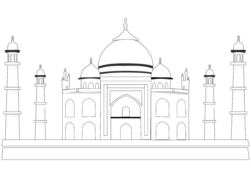 Taj Mahal 4 Coloring Page - Free Printable Coloring Pages for Kids