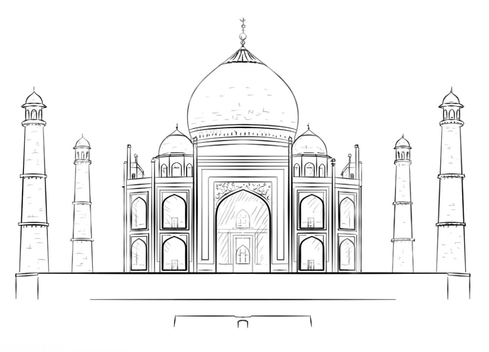 Taj Mahal Palace Coloring Page - Free Printable Coloring Pages for Kids