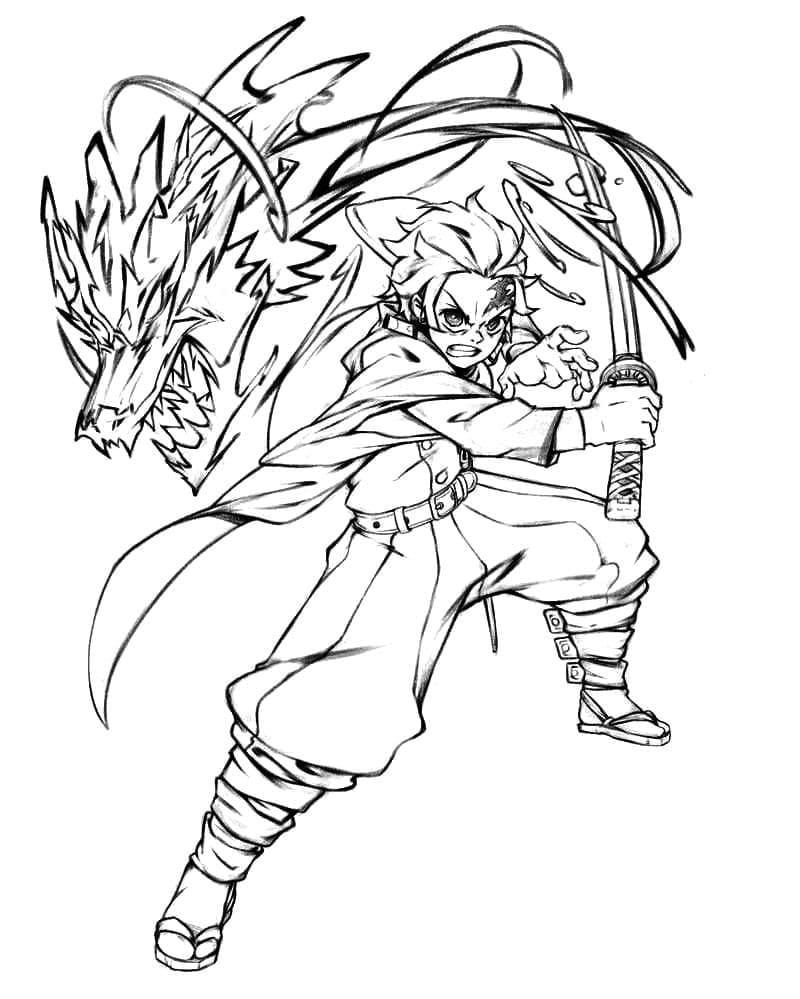 Tanjiro Kamado from Demon Slayer Coloring Page