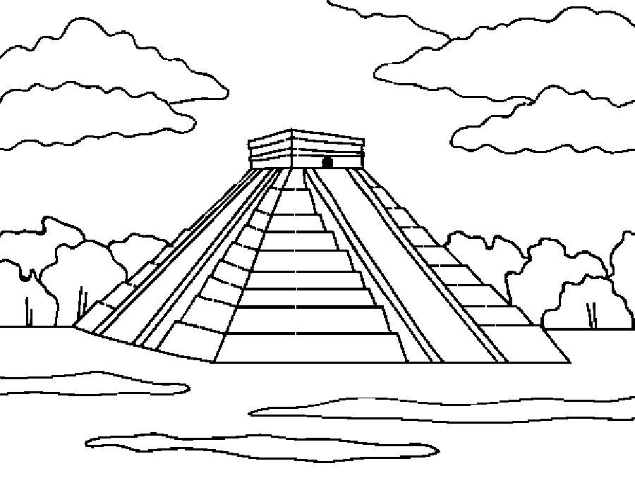 Temple of Chichen Itza Coloring Page - Free Printable Coloring Pages
