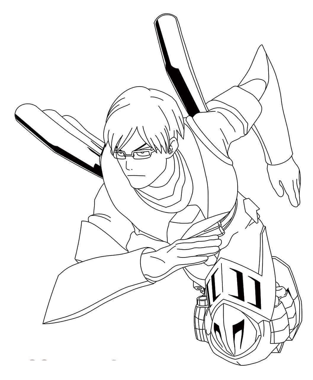 Tenya Iida Action Coloring Page - Free Printable Coloring Pages for Kids