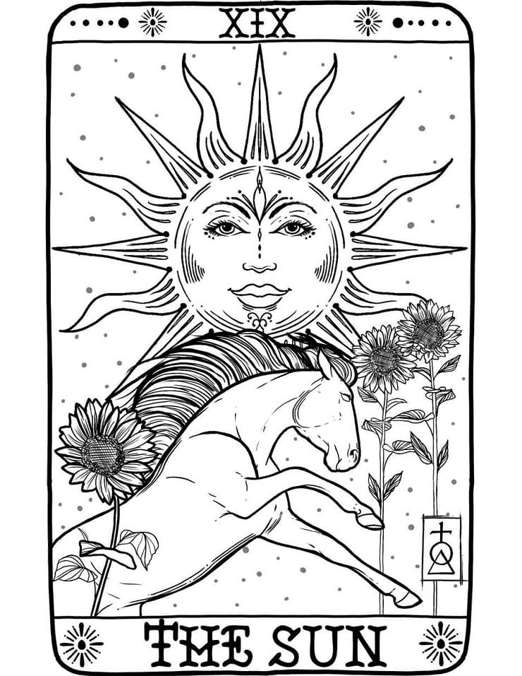 The Sun Tarot Card Coloring Page Free Printable Coloring Pages for Kids