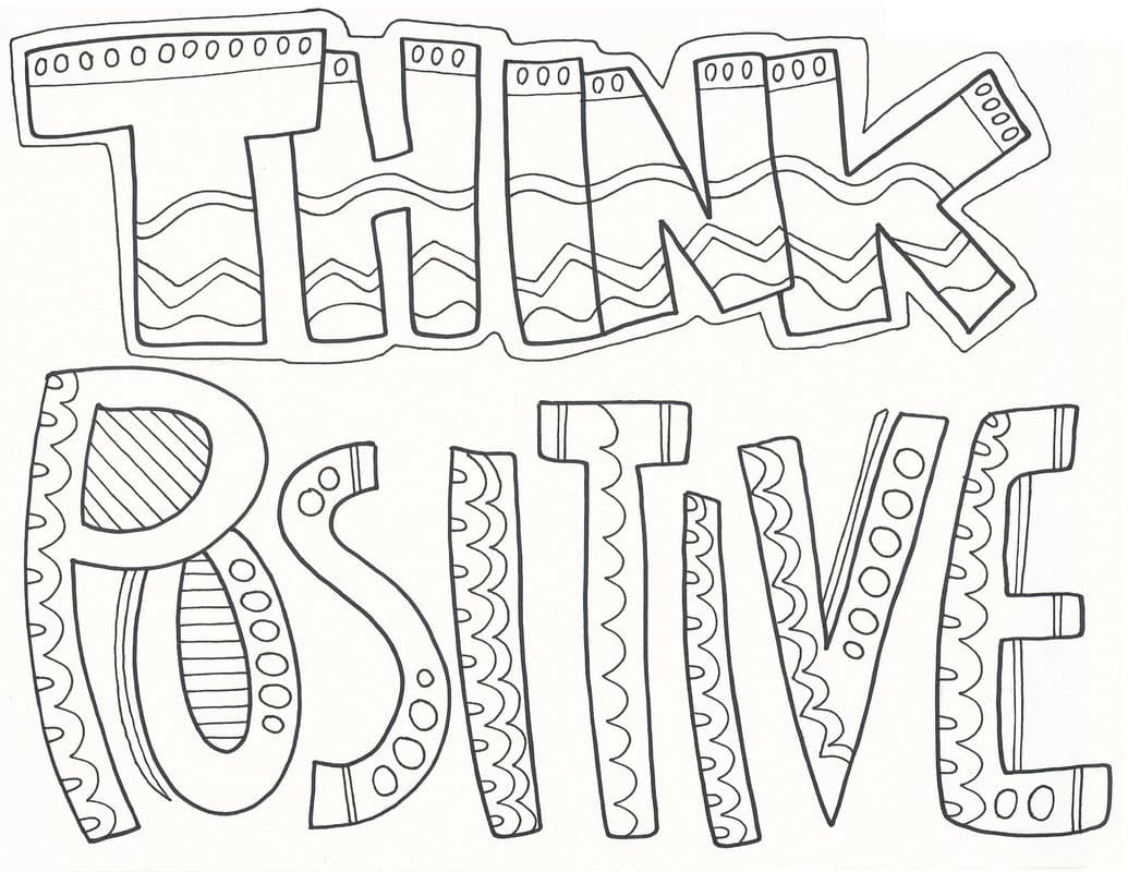Think Positive Coloring Page   Free Printable Coloring Pages for Kids